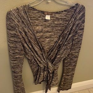 Ice Vanilla medium size top with flare sleeves and belt brown/cream/tan